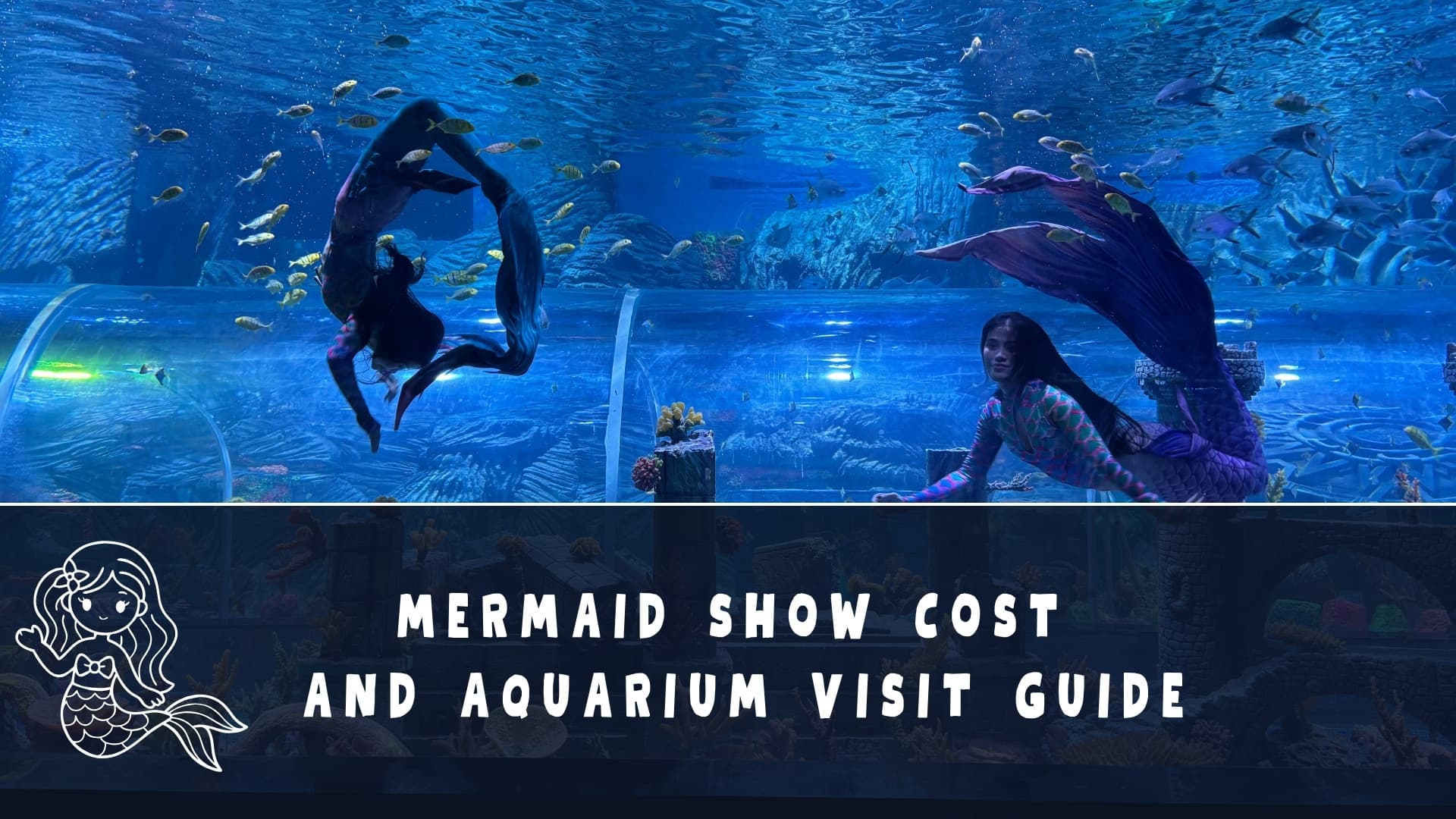 Scenic view inside Aquarium Paradise with marine life