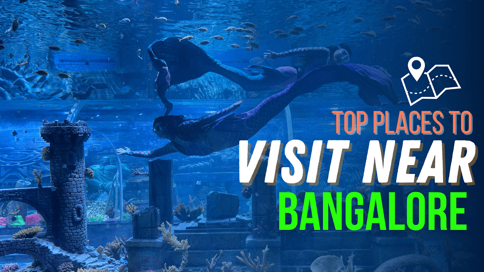 Scenic view inside Aquarium Paradise with marine life