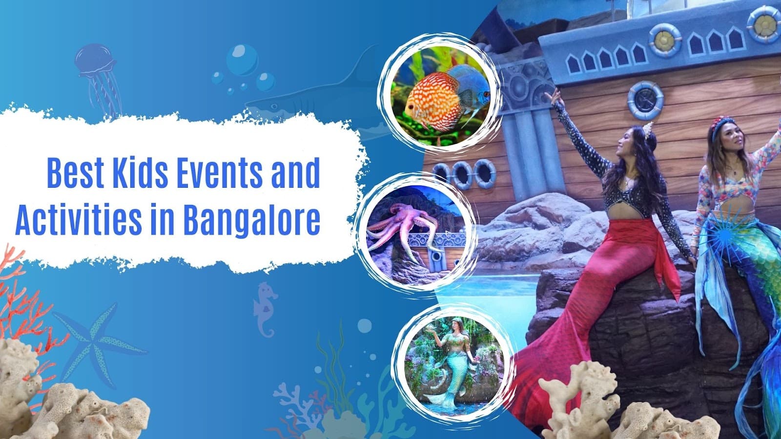 Scenic view inside Aquarium Paradise with marine life